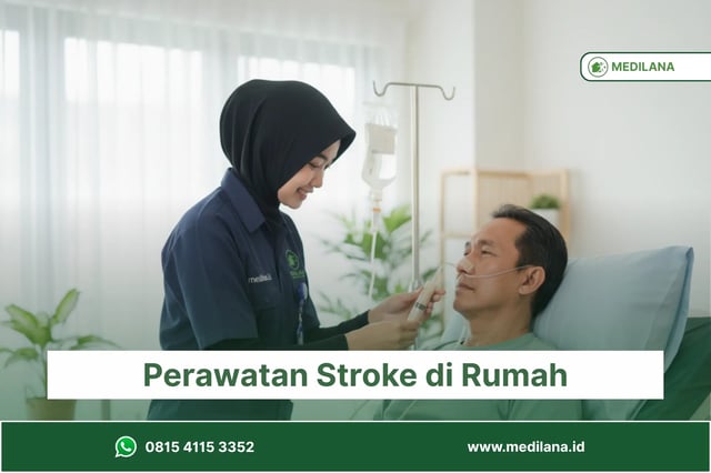 Perawat memasang Nasogastric Tube (NGT) untuk dukungan nutrisi pasien stroke di rumah.