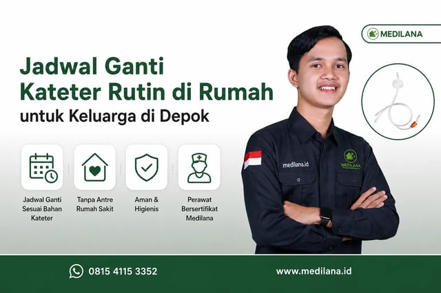 Perawat Medilana mengganti kateter urin rutin di rumah pasien Depok