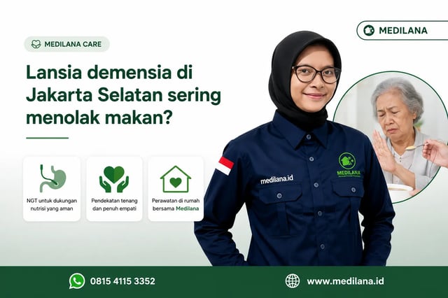 Perawat Medilana mendampingi lansia demensia dengan NGT di Jakarta Selatan