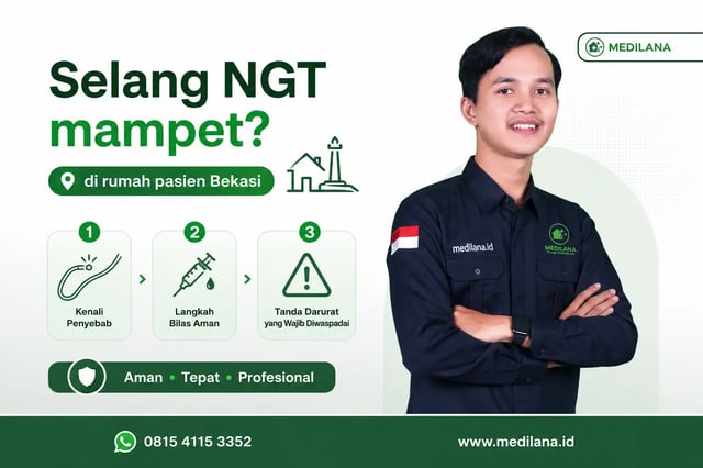 Perawat Medilana menangani NGT mampet di rumah pasien Bekasi