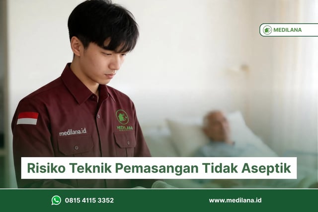 Perawat profesional melakukan prosedur aseptik untuk pasang kateter di rumah.